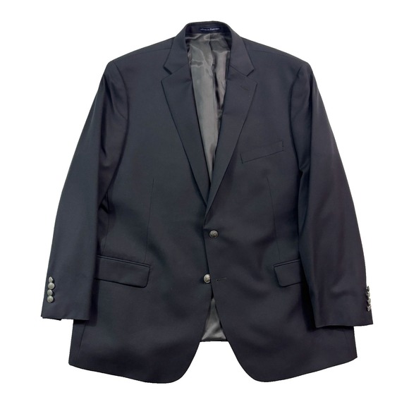 Hart Schaffner Marx 50R Black Hopsack Silver Button Blazer Jacket Sport Coat